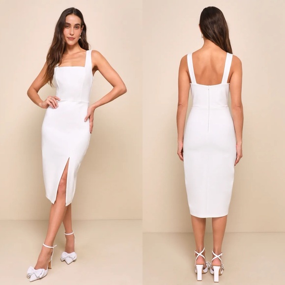 Lulus Dresses & Skirts - Lulus | Baby, You're The One White Sleeveless Bodycon Midi Dress
